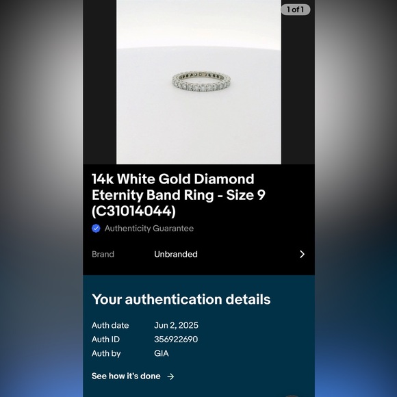 Genuine ✅ 14k WG 1.40 ctw Full French Pave Diamond Eternity Ring Size 9✨ - Picture 17 of 17